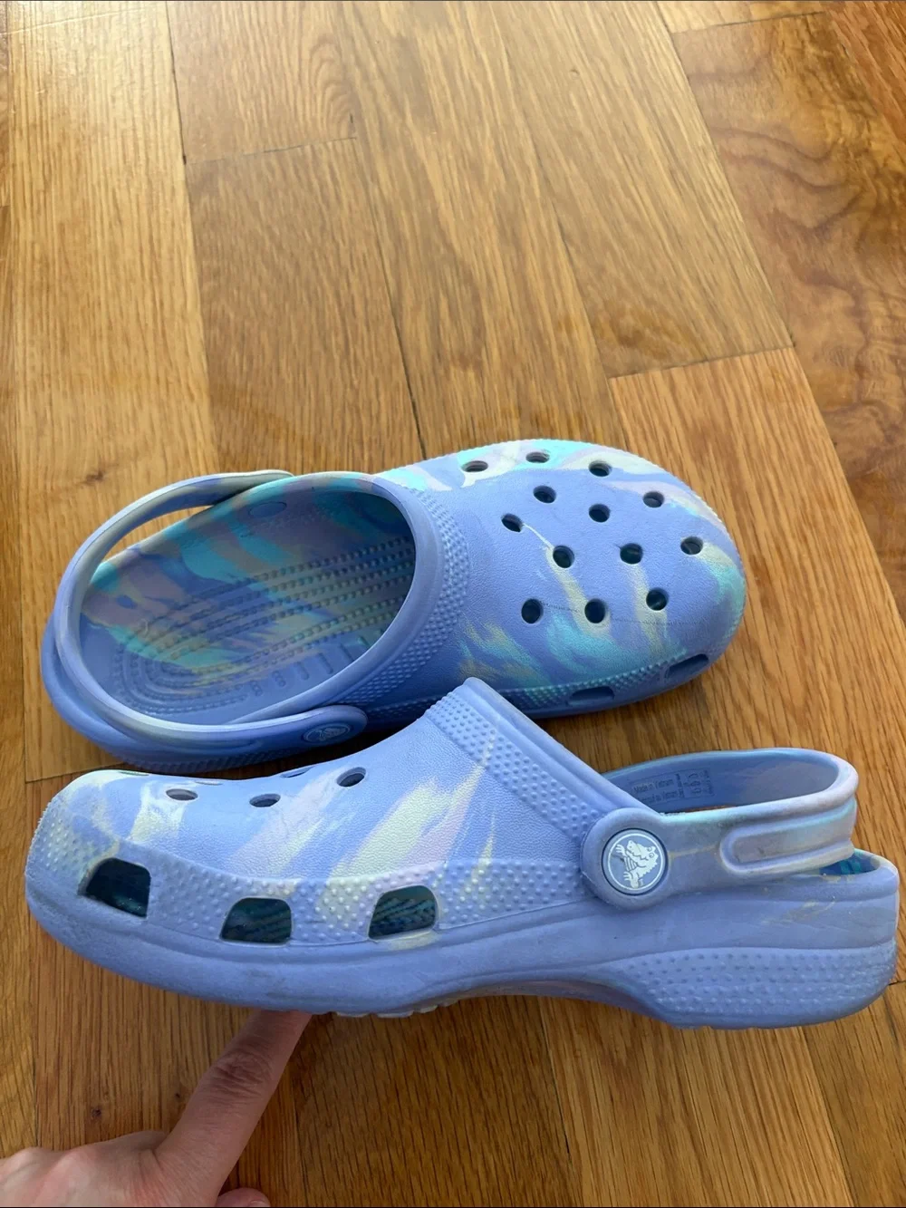CROCS moon jelly marble Kids Lavender & Teal Tie-Dye Clog size j3 j 3 youth shoe